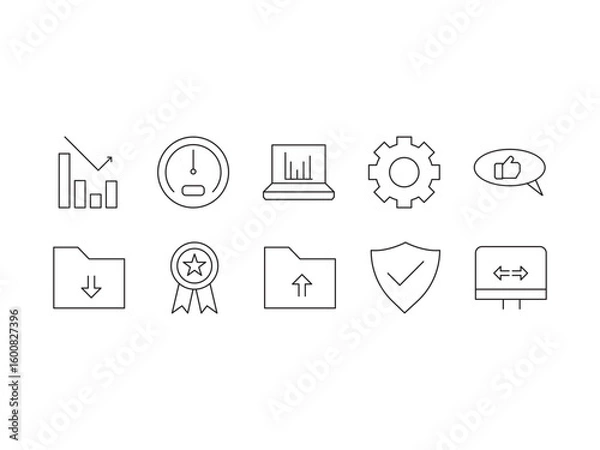 Obraz Data analytics icon set. Containing database, statistics, analytics, server, monitoring, computing, network and more. Vector illustration