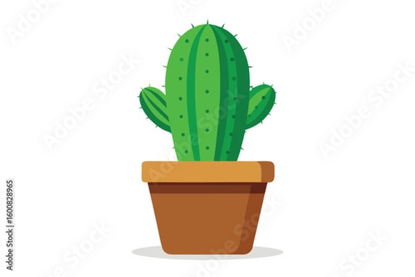 Obraz Cartoon Cactus in a Pot Simple and Cute A Whimsical Addition to Any Design or Project With Southwestern Flair