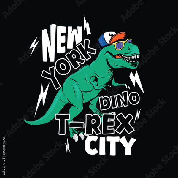 Fototapeta New York Dino T-rex city vector graphic design
