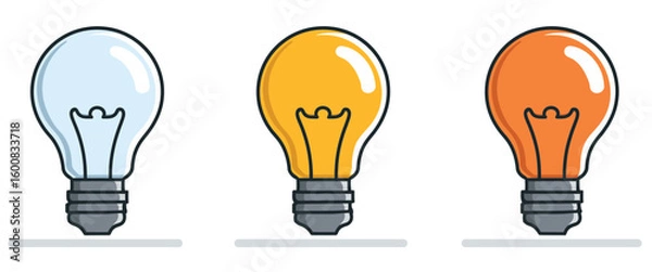 Fototapeta This light bulb icon is a bright symbol of innovation, showcasing an isolated glass electric lamp glowing with creative energy and technological inspiration
