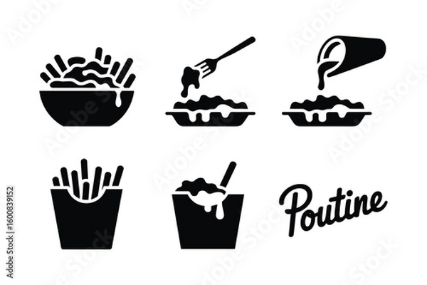 Obraz Poutine food icons with gravy and cheese curds french fries