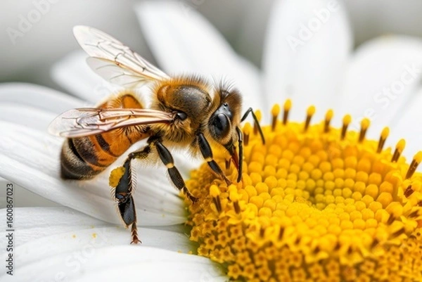 Obraz Close up of a bee collecting nectar from a colorful flower in the beauty of nature