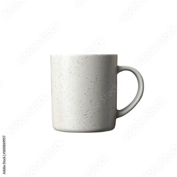 Fototapeta A speckled white ceramic mug with a handle isolated on a black background isolated on transparent background