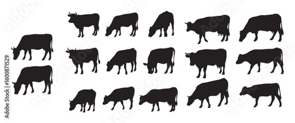 Obraz Cattle and Cow Silhouettes Vector Pack - Farm Animal Graphics