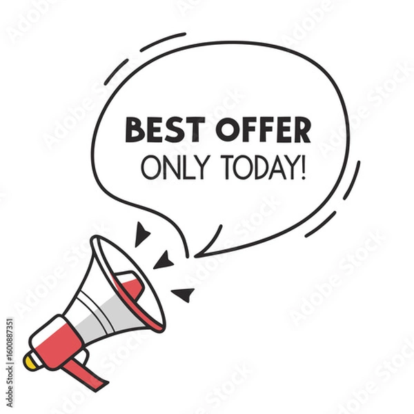 Fototapeta Megaphone announcing best offer for today in colorful design  