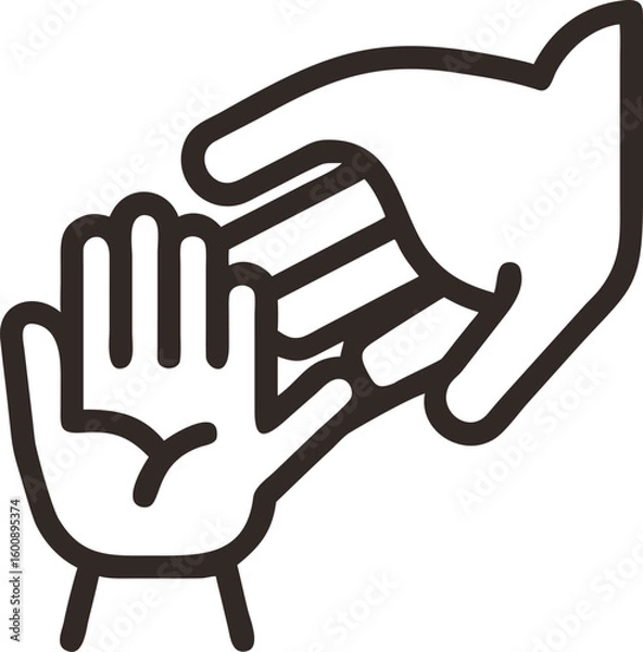 Obraz Simple illustration of hands exchanging a credit card.