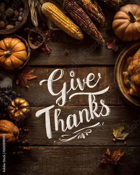 Obraz text give thanks