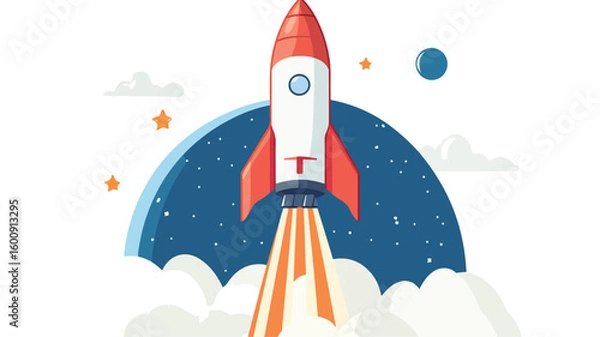 Fototapeta Sleek Launching Concept Illustration in Simple Flat Vector Style