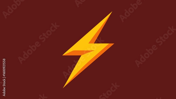 Obraz Yellow Orange Lightning Bolt Icon Maroon Background