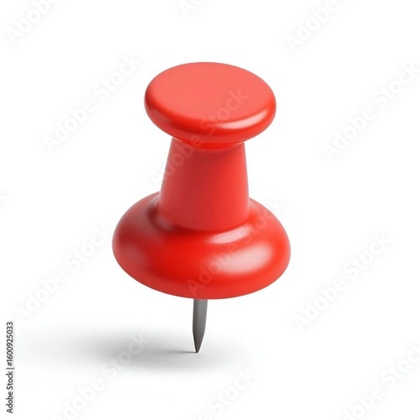 Fototapeta Realistic 3D Red Push Pin Icon Isolated on Transparent Background