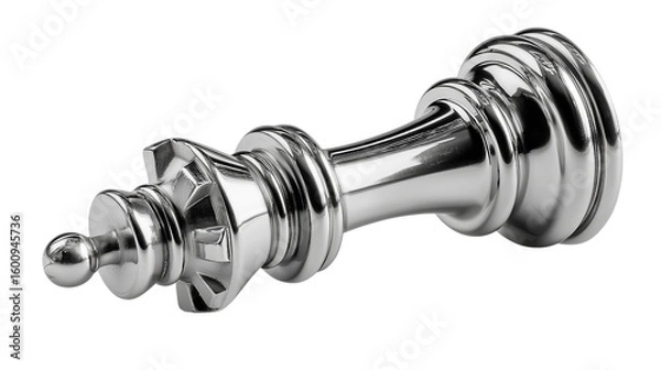 Obraz Silver Chess Queen Piece Lying Down on Transparent