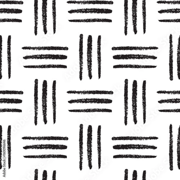 Fototapeta Vector Black and White Basketweave Seamless Pattern