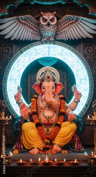 Fototapeta Explore hindu deities rama sita lakshmana and hanuman statues in temple for religious devotion