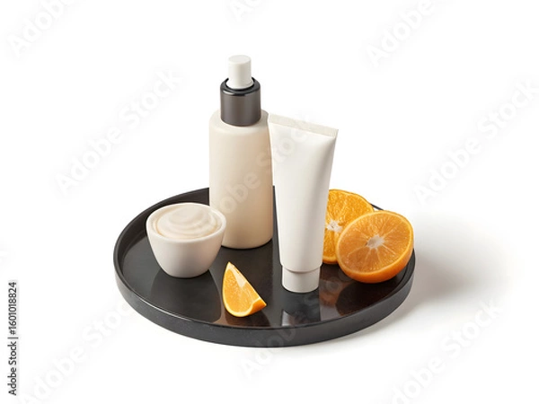 Fototapeta Cosmetic cream in an open container and a closed jar