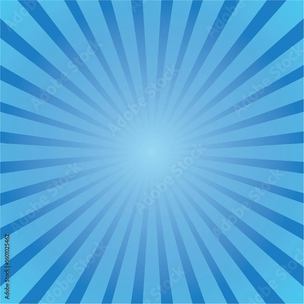 Obraz Blue Burst Background. Abstract Sun Rays Shine on Blank Blue Texture

