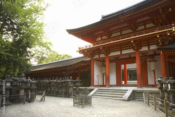 Obraz 春日大社南門と石灯籠