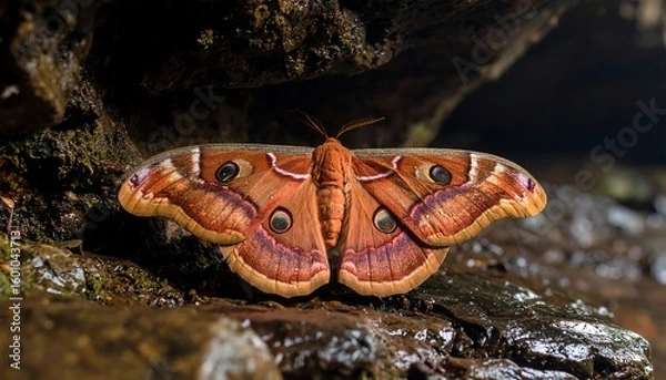 Fototapeta Moth resting on rocks