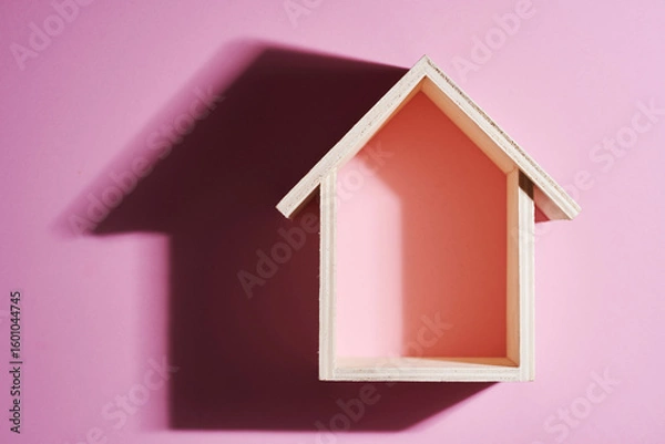Fototapeta small model house with hard shadow.
