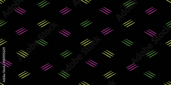 Fototapeta Seamless pattern. Minimalist seamless pattern with neon stripes on black background – perfect for modern textile or digital design