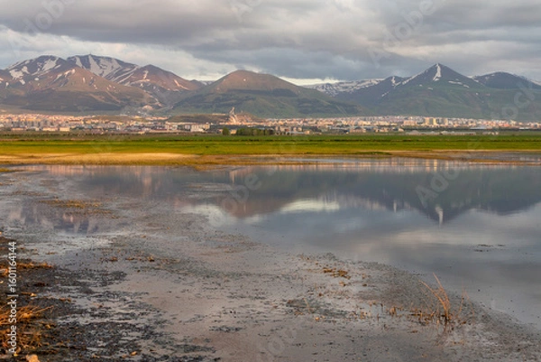 Fototapeta Erzurum cityscape from swamps of Erzurum.