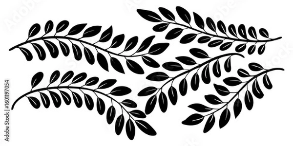 Fototapeta Black Olive Branch Pattern Icon Design