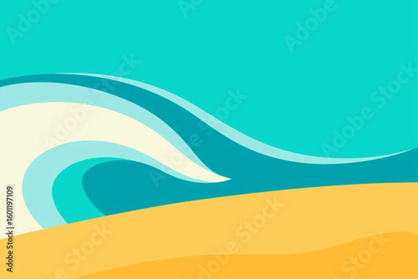 Fototapeta Glowing Surf Waves Curling onto an Empty Australian Beach