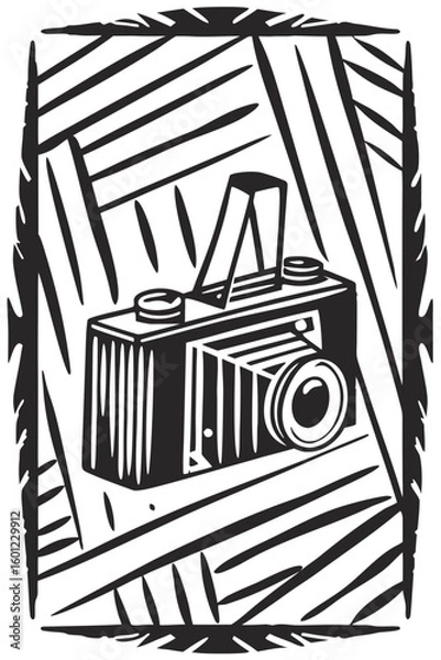 Obraz Artistic Rendition of a Majestic Church or Monument Framed by Hatching and Linear Elements


