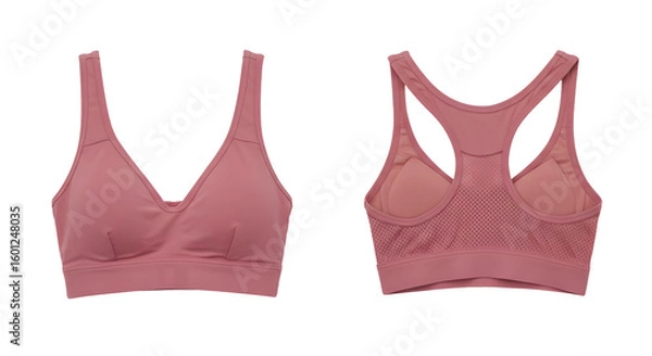 Fototapeta Stylish pink sports bra showcasing a sleek design, perfect for workouts, with a breathable mesh back and soft fabric