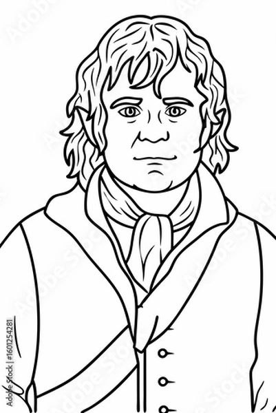 Fototapeta Young hobbit character illustration with simple outline design  