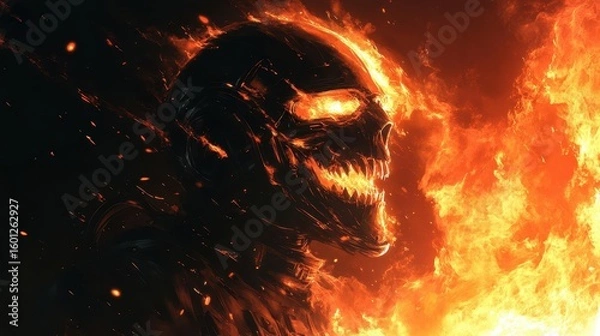 Obraz Fiery Skull Digital Art