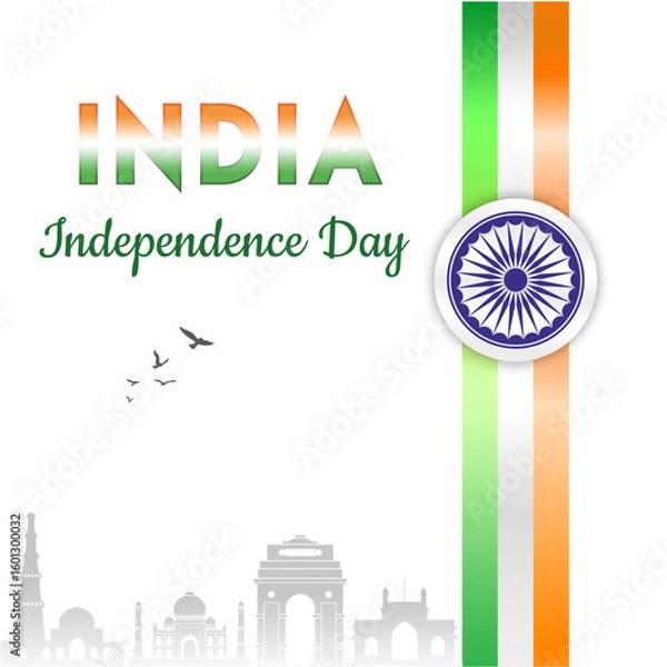 Fototapeta Patriotic Indian Square Banner Design for Independence Day Celebration