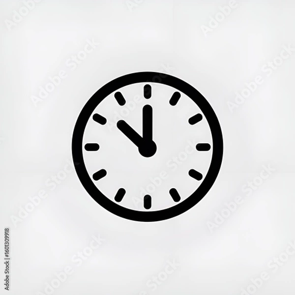 Obraz Simple black and white clock icon showing two oclock