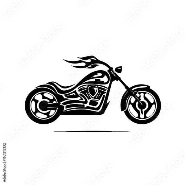 Fototapeta Bold Black Motorcycle with Flames Vector
