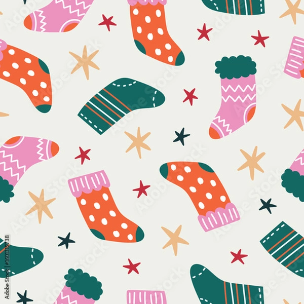 Fototapeta Winter Socks Pattern Winter Background
