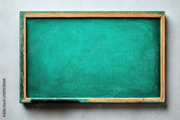 Obraz Rustic green chalkboard with distressed wooden frame, ideal for messages and notes on transparent background