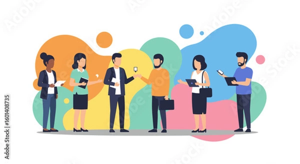 Obraz Diverse team of professionals collaborating, ideal for websites and presentations on teamwork and collaboration.