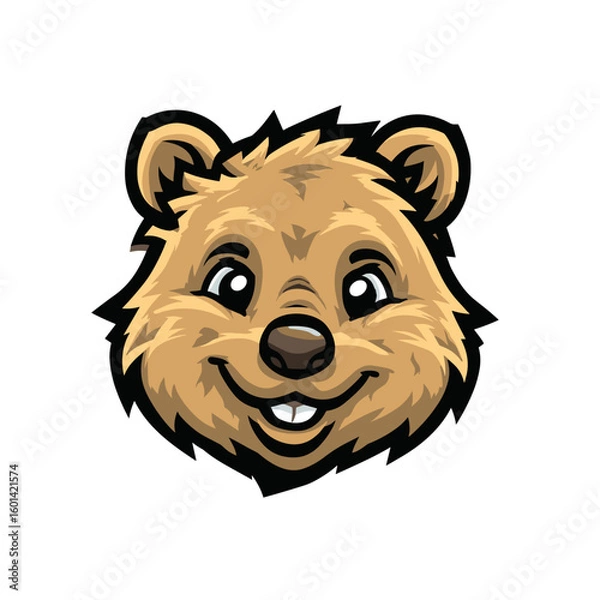 Fototapeta Cheerful cartoon bear head with friendly expression and stylized features ideal for children's content and projects