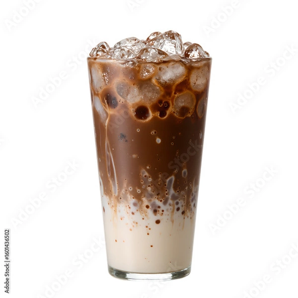 Fototapeta Refreshing matcha and chocolate swirl drink a delightful blend of flavors layered and garnished with milk Perfect for a unique and indulgent treat