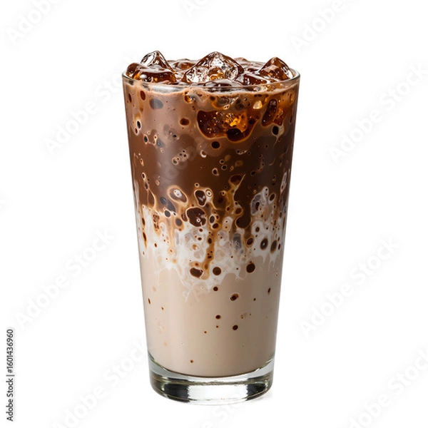 Fototapeta Refreshing matcha and chocolate swirl drink a delightful blend of flavors layered and garnished with milk Perfect for a unique and indulgent treat
