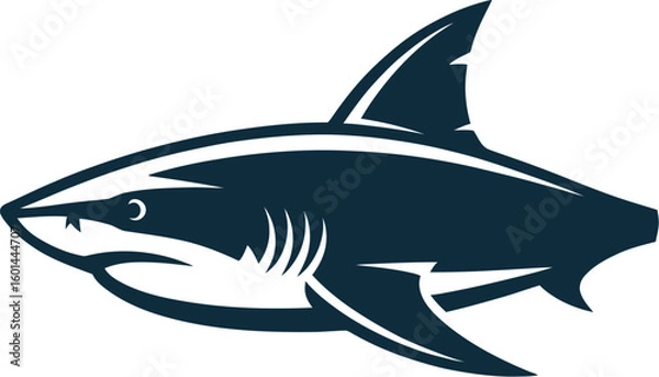 Fototapeta A stylized shark illustration showcases a sleek, powerful marine predator with sharp fins and a streamlined body, perfect for ocean-themed designs and aquatic wildlife projects.