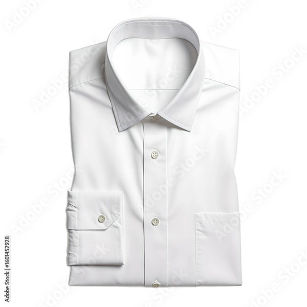 Fototapeta Classic white dress shirt with a sharp collar perfectly ironed and presented on a clean white background Ideal for professional and elegant concepts