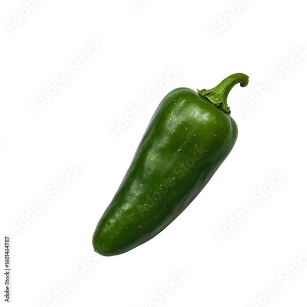 Fototapeta Fresh vibrant jalapeo pepper with a smooth deep green surface isolated on a clean white background Perfect for food and spice concepts