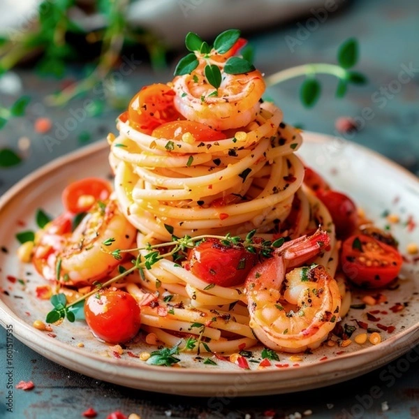 Obraz Pasta Dish With Shrimp