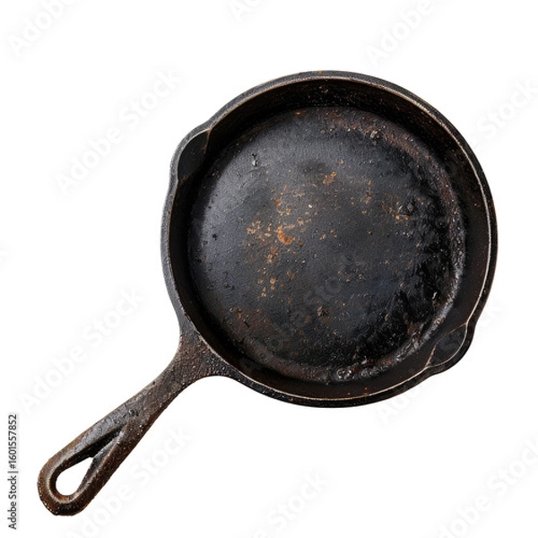 Obraz Empty, aged cast iron skillet, top view
