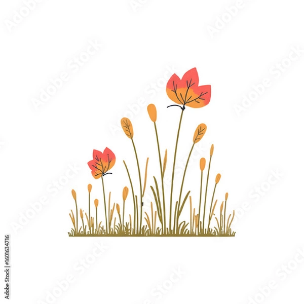 Fototapeta spring flowers and grass