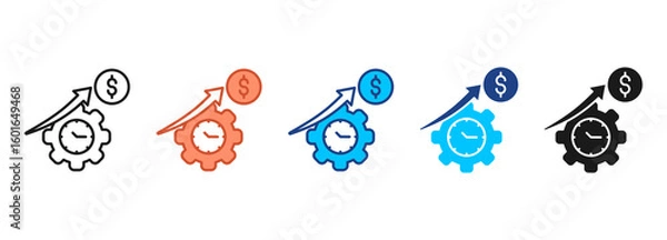 Obraz Cost Efficiency Icon Set Multiple Style Collection