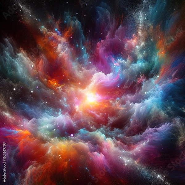 Fototapeta Background of colors with space nebule concept illustration digital creative