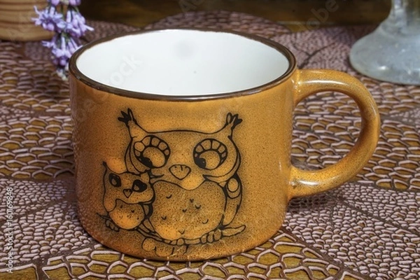 Fototapeta Фарфоровая кружка с рисунком совы