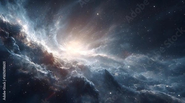 Fototapeta Deep-space inspired abstract with lens flares transports imagination beyond stars into futuristic cosmic art exploration