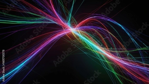 Obraz Particle Physics Collision Rendering With Colorful Energy Paths and Vibrant Trail Effects